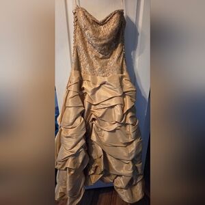 Stunning Gold Strapless Prom Dress
